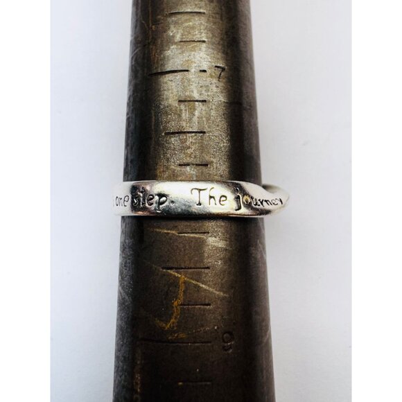 Estate Sterling Silver 925 Twist Band Ring "The Journey" Engraved Quote Size 7 - Picture 8 of 9